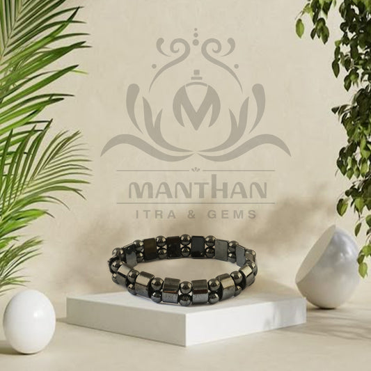 Double Layer Natural Hematite Bracelet - Magnetic Look Healing Stone